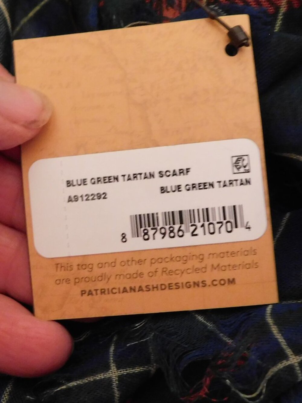Patricia Nash Blue Green Tartan Plaid Scarf NEW - Picture 7 of 7